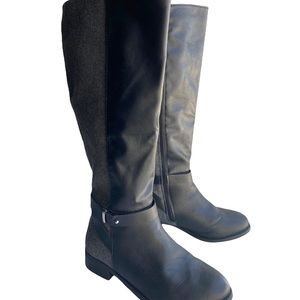 Torrid Wide Strappy Knee Side Zip Black/Dark Grey Boots 9W